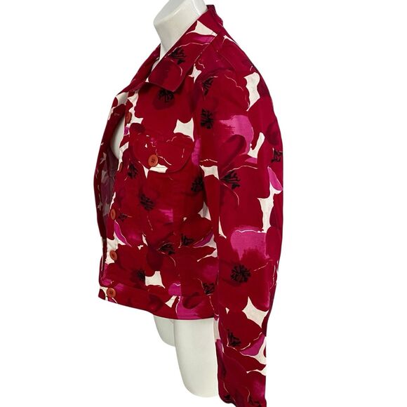 Haggar Blazer Womens Sz 12 Red Floral Jacket Office Workwear Coastal Resort - Picture 9 of 14